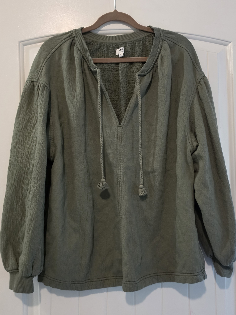 Aerie Easy Street Oversized Sweatshirt /Real Olive Split Neck Pullover